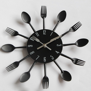สร้างสรรค์มีดส้อมช้อนตกแต่งโลหะผนังนาฬิกาสำหรับห้องครัว - Product Image 4