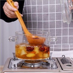 Olla de vidrio borosilicato de gran capacidad para cocinar fideos y sopa, apta para microondas, con asa. - Product Image 1