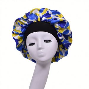 Bonnet en satin élastique imprimé 36*36cm avec large bande, foulard en soie, bonnets de nuit personnalisables avec logo pour femmes - Product Image 4