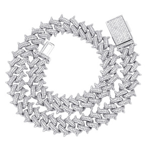 Collar y Pulsera de Cadena Cubana Europea Americana Personalizada de 14 mm, Diseño de Espinas Moderno y a la Moda, Unisex, Electrochapado - Product Image 6