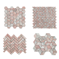 Vente en gros de carreaux de mosaïque en marbre rouge rose de Norvège pour mur et sol
