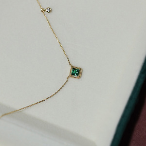 Luxury 925 Sterling <strong>Silver</strong> <strong>Emerald</strong> Green CZ <strong>Necklace</strong> Square Pendant <strong>Necklace</strong> for Women Gold Plated Gift - Product Image 5
