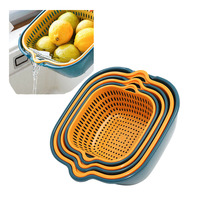 Nieuwe Product Afvoer Mand Thuis Keuken Wassen Mand Dubbele Laag Fruit Groente Wassen Plastic Afvoer Mand