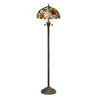 Lampadaire LED moderne de 16 pouces avec abat-jour en verre teinté à motif de rose éclose