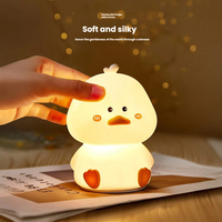 Lampe de nuit LED mini canard mignonne pour filles - Lumière blanche chaude douce, contrôle par capteur, lumières colorées, protection des yeux, autonomie de 34 heures