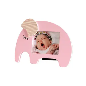 Wholesale custom cartoon animals lovely elephant handmade Baby wooden gift photo picture frame designs