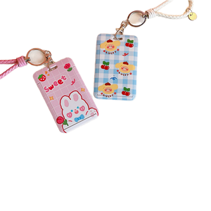 Prêt à expédier – Étui porte-carte d'identité scolaire ou de bus en plastique rigide de 3 pouces, motif dessin animé Kawaii, avec porte-clés pour étudiants - Product Image 1