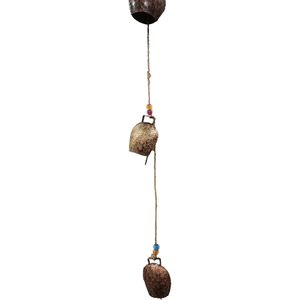 PARIJAT Handmade Art Deco Brown Iron 4 <b>Star</b> Cluster <b>Hanging</b> Bells Wind Chimes Indoor Outdoor Home Decor Wedding Decor - Product Image 1