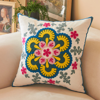 Housse de coussin décorative brodée de fleurs et de plantes, style jardin de village, pour canapé et salon NLS14119