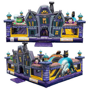 Castillo Inflable Personalizado de Halloween en Venta - Castillo Inflable Moderno de Lujo con Tobogán y Piscina de Pelotas en Colores Pastel Macaron - Product Image 4