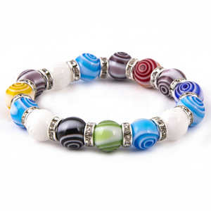 COLORFUL MURANO GLASS <b>BEADED</b> <b>BRACELET</b> WITH HAND FROM TURKEY - Product Image 2