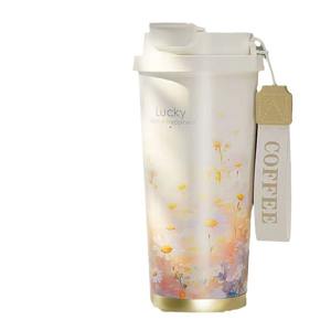 Tasse à café isotherme Hope Lucky Double Drinking en acier inoxydable 316 avec paille, haut de gamme, luxe léger, cadeau idéal pour femme, pour voiture et bureau - Product Image 5