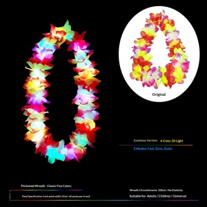 Colliers lumineux hawaïens LED, collier de fleurs lumineux, Luau, arc-en-ciel, <span class=keywords><strong>tropical</strong></span>, plage hawaïenne, fête, décorations de carnaval - Product Image 6