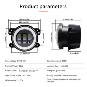 Fari LED H4 da 4 Pollici ad Alta Potenza con Occhi di <span class=keywords><strong>Angelo</strong></span>, Impermeabili IP65, Nuovo Alloggiamento in Alluminio Pressofuso Giallo 6000K Universale - Product Image 6