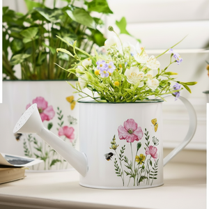 Regadera de acero para exteriores de alta capacidad, diseño con estampado Floral, macetas de Metal para Patio para camas de flores de verano, cuidado de plantas en el patio trasero - Product Image 1