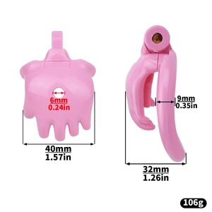 Dispositivo de castidad masculino FRRK con forma de palma de la mano, con 4 tamaños de anillos para el pene, jaula para pene con forma de mano, juguetes sexuales de plástico BDSM. - Product Image 5