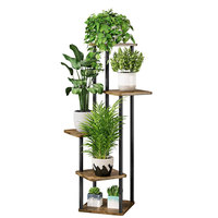Étagère à fleurs en métal d'intérieur à 5 niveaux pour la maison pour plusieurs plantes présentoir coin grands porte-fleurs pour patio jardin salon