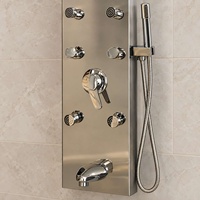 Panneau de douche mural en acier inoxydable LED avec système de pulvérisation pluie et massage, monocommande, pour salle de bain et baignoire