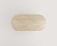 Meuble ovale design personnalisé Grandes tables basses luxueux en pierre naturelle travertin beige