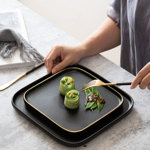 Ensemble de vaisselle en céramique écologique personnalisé, noir mat, texture premium, durable, sans BPA, de qualité alimentaire, pour hôtels - Product Image 1