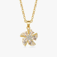 Ensemble collier et bague réglable anti-anxiété relaxant pour femme, avec pendentif moulin à vent rotatif en zircon étincelant incrusté de cuivre