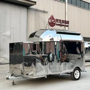 Camion de café mobile en acier inoxydable personnalisé, remorque de camping en plein air - Product Image 3