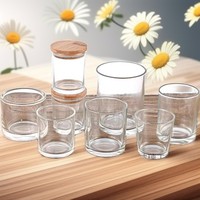 Support à bougie en verre transparent avec couvercle pour la fabrication de bougies, tailles 4oz, 7oz, 10oz, 12oz, 14oz, décoration intérieure, Saint-Valentin