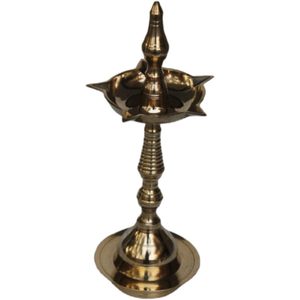 PARIJAT HANDICRAFT 5 Face Mini lámpara de aceite de latón hecha a mano 10,2 \ "Pilar Diya para Diwali Pooja Aarti para Puja Diya Pooja Propósito - Product Image 1