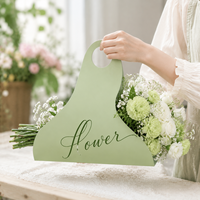 Sac à fleurs personnalisé avec logo, sac en carton portable pour bouquets frais, sac à main avec poignée pour l'emballage de bouquets, vente en gros