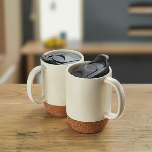 Taza <span class=keywords><strong>de</strong></span> Cerámica con Logotipo Personalizado, Fondo <span class=keywords><strong>de</strong></span> Corcho y Tapa Antiderrames, Regalo para Padres, <span class=keywords><strong>Publicidad</strong></span> Corporativa - Product Image 1