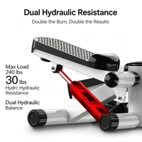 Mini stepper silencieux d'intérieur à résistance hydraulique, appareils de marche compactes pour des entraînements cardiovasculaires à faible impact à domicile