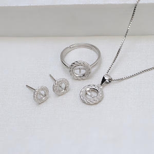 Boucles d'oreilles en argent S925 pour femmes, perles, accessoires de bricolage, plateau vide semi-fini 1392 - Ensemble personnalisé, bijoux de mode - Product Image 2