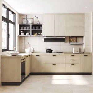 Mobile da Cucina Smmart in Legno Massello Bianco con Asciugapiatti, Arredamento Cucina in Birr Etiope, Senza Maniglie, Marmo Moderno, Melamina, 5 Anni di Garanzia - Product Image 5