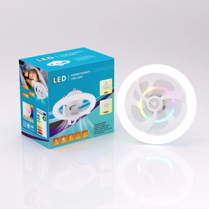 ไฟพัดลม-พัดลมเพดาน RGB ปรับได้สไตล์โมเดิร์น, พัดลมแบบใบพัด LED E27 360องศา - Product Image 2