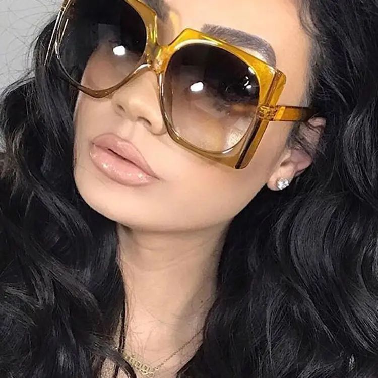 2022 Custom Fashion Trendy Clear Oversized Big Square Large Frames Shades Round UV 400 Lens Sun Glasses Sunglasses for Women