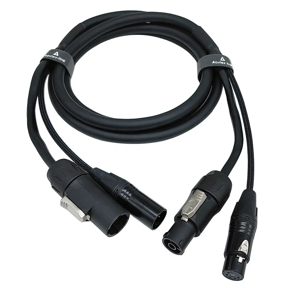 5 Pin DMX Power Hybrid Cable Powercon True1 Cable XLR-5P Combo Cable