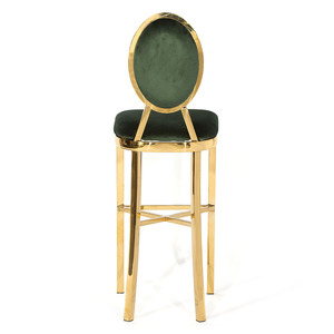Silla moderna para banquete, taburete de bar alto de terciopelo dorado negro, respaldo para exterior, boda, fiesta, Hotel, sillas de cóctel de acero inoxidable - Product Image 5