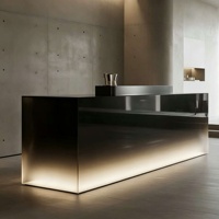 Comptoir de réception en acrylique à dégradé personnalisé, rétroéclairé par LED, moderne et minimaliste, sur mesure pour salon, hôtel, bureau