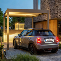 Pérgola Moderna Motorizada con Revestimiento de Aluminio y Luces LED, Resistente a la Intemperie, para Balcón Exterior, con Techo Ajustable, Pantallas Laterales y Control Remoto