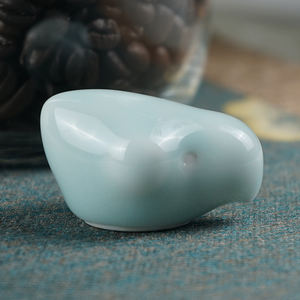 تمثال طائر سيراميك أزرق سماوي صغير بتصميم إسكندنافي لطيف، تمثال حيواني مجرد مزجج لتزيين غرفة المعيشة العصرية والمكتب والمنزل - Product Image 3