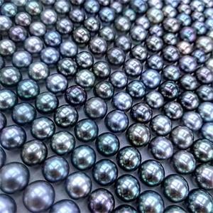 Collier de perles rondes naturelles noires de Tahiti, qualité AAAA, 8-12 mm, certifié CMA, inspiré de l'<span class=keywords><strong>eau</strong></span> de mer, pour bijoux fins - Product Image 1