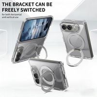 Étui de téléphone magnétique pliable transparent 2-en-1 avec support pivotant à 360° intégré, moulage par injection TPU, pour iPhone 18