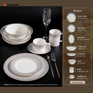 Bộ Sưu Tập Châu Âu Phong Cách Hoàng Gia Sang Trọng Trắng <span class=keywords><strong>Decal</strong></span> Đường Sơn Chip Chịu Mài Mòn Trung Quốc Bộ Đồ Ăn Tốt Mới Xương Trung Quốc Bộ Đồ Ăn - Product Image 2