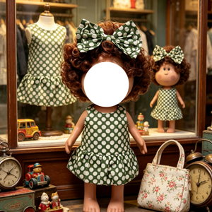 [Uniquement en tissu] Ensemble de robes mignonnes pour poupées en peluche de 24 cm, ensemble de jupes et accessoires pour cheveux avec nœud, 2 pièces - Product Image 3