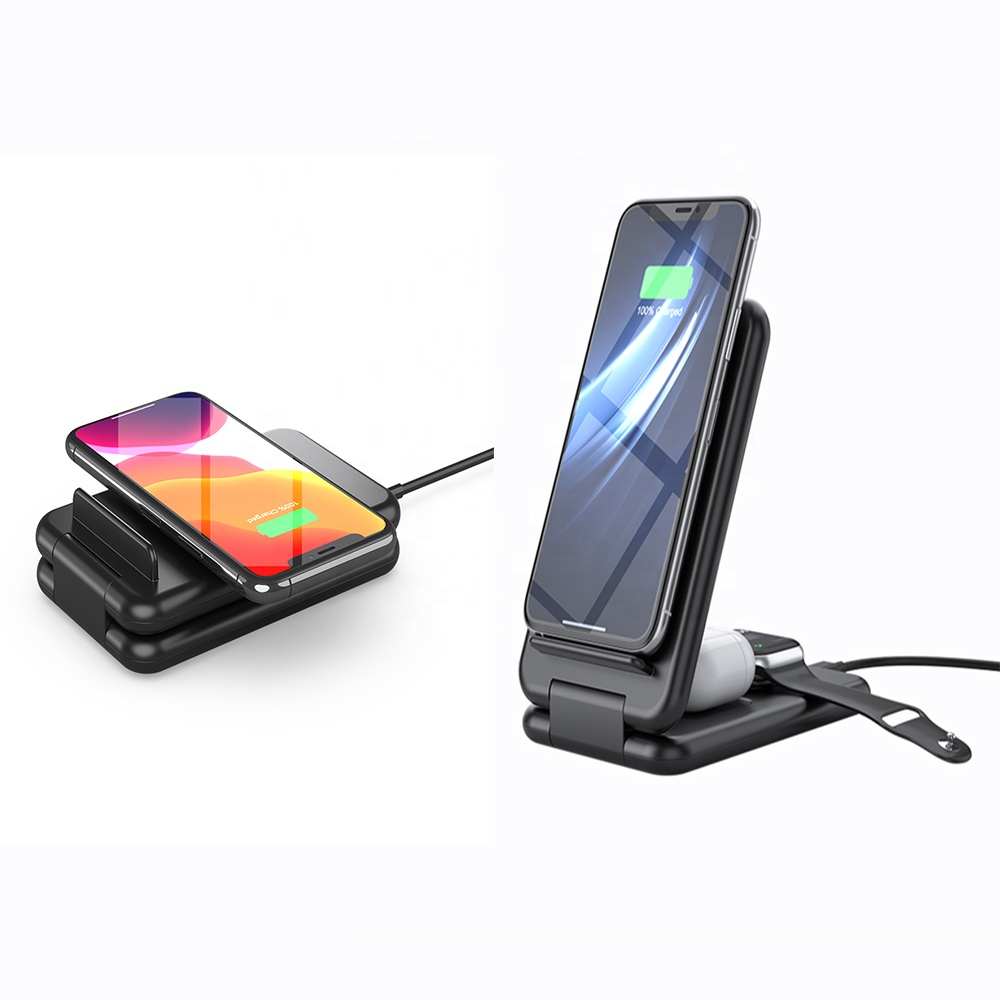 15W Qi מהיר מתקפל 3 ב 1 אלחוטי מטען תחנה עבור Apple שעון, 3in1 אלחוטי טעינת Dock Stand עבור iPhone עבור AirPods