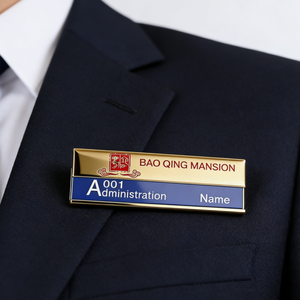 Placa <span class=keywords><strong>de</strong></span> Identificación Metálica Personalizada con Núcleo Azul y Espacio en Blanco para Nombre, Diseñada para Personal <span class=keywords><strong>Administrativo</strong></span> - Product Image 3