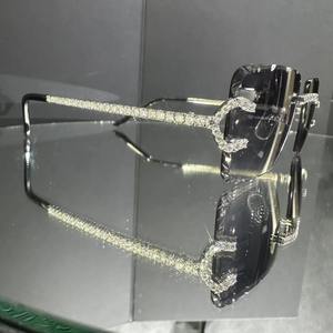 Premium Designer Rimless Sunglasses with Sparkling Stone Inspired Features and Mirrored Lens Performance - Product Image 3