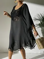 Nouvelle Robe de Plage Style Numérique Imprimé Léopard avec Franges – Superposition à Franges pour Maillots de Bain 100% Coton