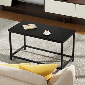 Mesa de Centro Rectangular Moderna y Minimalista con Superficie Laminada Negra, Estilo Industrial para Sala de Estar - Product Image 1