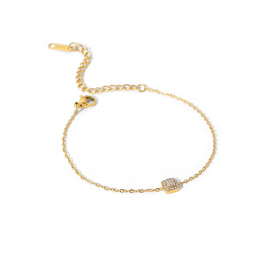 <span class=keywords><strong>Bracciale</strong></span> da Donna con Ciondolo Quadrato in Acciaio Inossidabile Placcato <span class=keywords><strong>Oro</strong></span> 18K e Zirconia Cubica, Catena <span class=keywords><strong>Sottile</strong></span> - Product Image 1